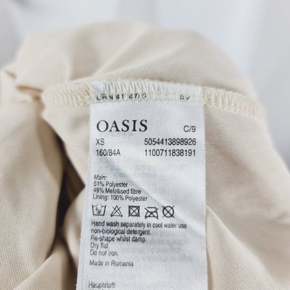 Oasis Gold Sparkly Pattern Sleeveless Party Top Sz XS Lined - Picture 5 of 5